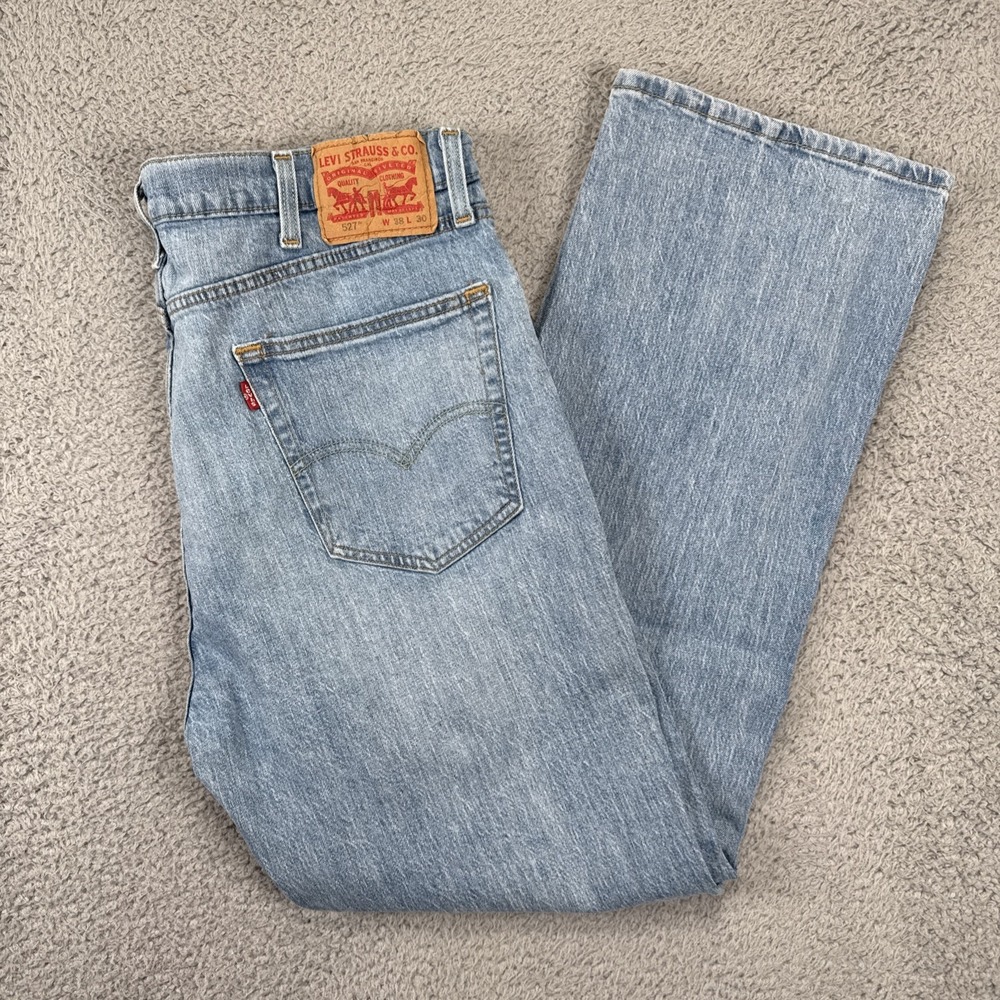 LEVIS 527 Jeans Mens 38x30 (38x31) Blue Light Wash Denim Relaxed Bootcut‎ Cowboy